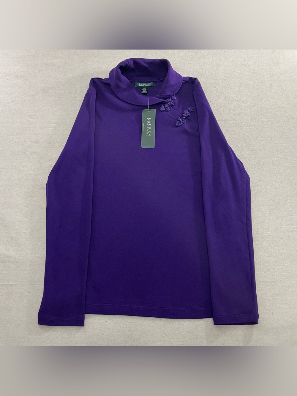 Lauren Ralph Lauren Women’s XL Purple Shawl Camp Lace Collar Shirt 100% Cotton